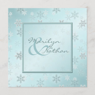 Faire-part de mariage bleu-clair de flocons de