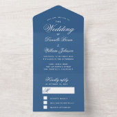 Faire-part de mariage bleu classique et RSVP détac (À l'intérieur)