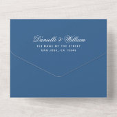 Faire-part de mariage bleu classique et RSVP détac (Verso)