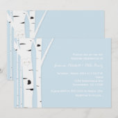 Faire-part de mariage bleu cœur d'arbre de bouleau (Devant / Derrière)