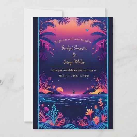 faire-part de mariage bleu côtier (Devant)