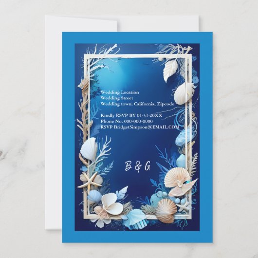 faire-part de mariage bleu côtier (Dos)