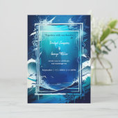 faire-part de mariage bleu côtier (Debout devant)