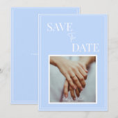 Faire-part de mariage Bleu Côtiers – Élégant (Devant / Derrière)