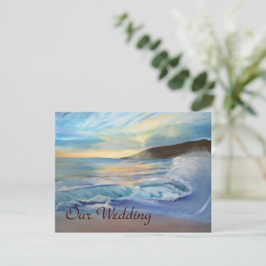 faire-part de mariage bleu coucher de soleil (Debout devant)