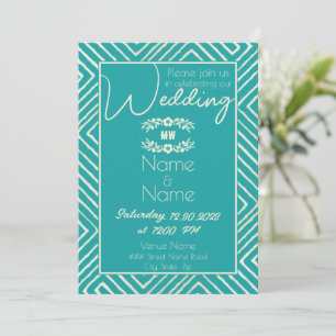 Faire-part de mariage bleu cygne Tribal Africain
