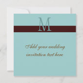 Faire-part de mariage bleu de brun de monogramme (Dos)