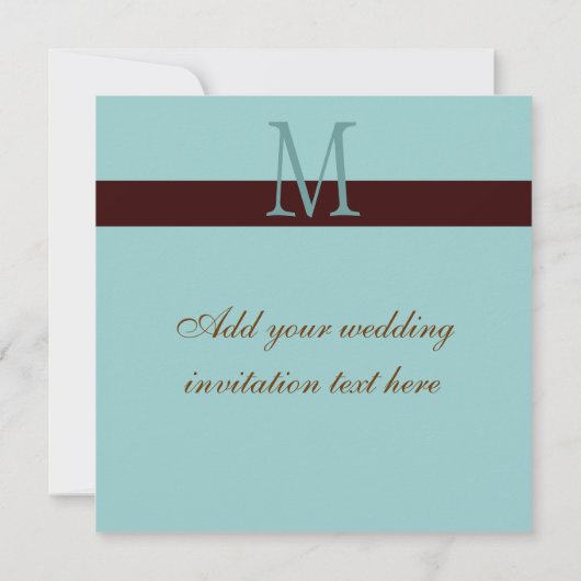 Faire-part de mariage bleu de brun de monogramme (Dos)