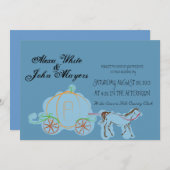 Faire-part de mariage bleu de Cendrillon (Devant / Derrière)