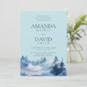 Faire-part de mariage Bleu de la forêt d'hiver (Debout devant)