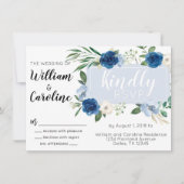 Faire-part de mariage bleu de la marine (Devant)