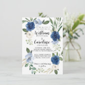 Faire-part de mariage bleu de la marine (Debout devant)