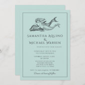 Faire-part de mariage bleu de Mermaid Beach (Devant / Derrière)