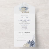 Faire-part de mariage bleu de Seashell Beach (À l'intérieur)