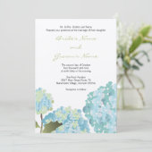 Faire-part de mariage bleu d'hortensia (Debout devant)