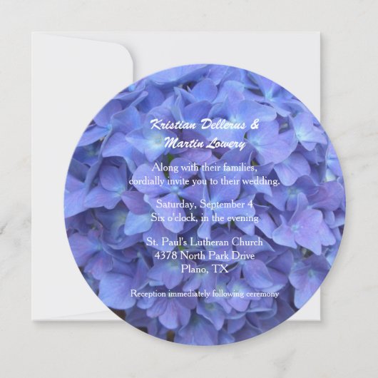 Faire-part de mariage bleu d'hortensia de (Devant)