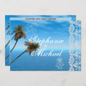 Faire-part de mariage bleu d'océan (Devant / Derrière)