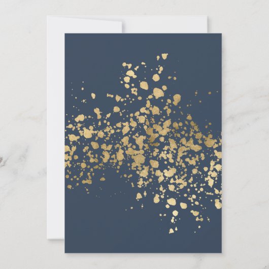 Faire-part de mariage bleu doré de mariage sur la (Dos)