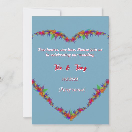 Faire-part de mariage bleu doux (Devant)