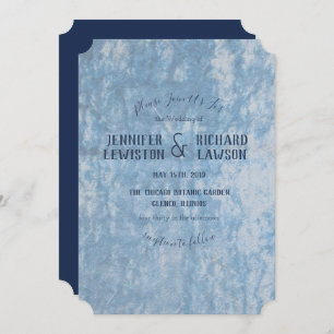 Faire-part de mariage bleu écrasé de velours