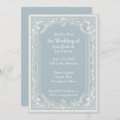 Faire-part de mariage bleu édouardien (Devant / Derrière)