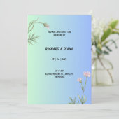 Faire-part de mariage bleu élégant (Debout devant)