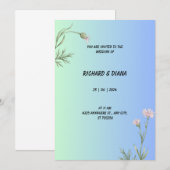 Faire-part de mariage bleu élégant (Devant / Derrière)