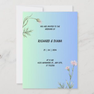 Faire-part de mariage bleu élégant