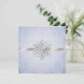 Faire-part de mariage bleu élégant d'hiver (Debout devant)