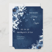 Faire-part de mariage bleu élégant "Save the Date" (Devant)