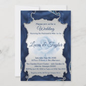 Faire-part de mariage bleu et argent (Devant)