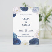 Faire-part de mariage bleu et beige de la marine m (Debout devant)