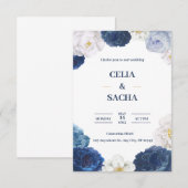 Faire-part de mariage bleu et beige de la marine m (Devant / Derrière)