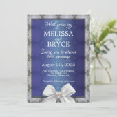 Faire-part de mariage bleu et gris élégant (Debout devant)
