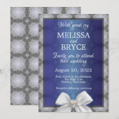 Faire-part de mariage bleu et gris élégant (Devant / Derrière)
