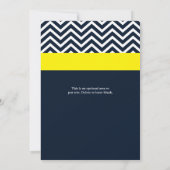 Faire-part de mariage bleu et jaune Chevron modern (Dos)