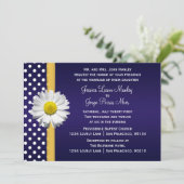 Faire-part de mariage bleu et jaune de marguerite (Debout devant)