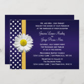 Faire-part de mariage bleu et jaune de marguerite (Devant / Derrière)