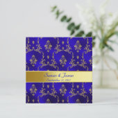 Faire-part de mariage: Bleu et Or (Debout devant)