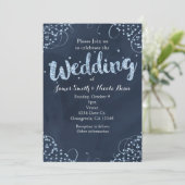 Faire-part de mariage bleu et simple sur le thème (Debout devant)