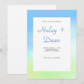 Faire-part de mariage bleu et vert (Devant / Derrière)