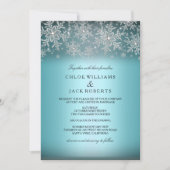 Faire-part de mariage bleu flocon de cristal neige (Devant)
