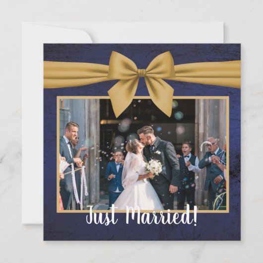 Faire-part de mariage bleu foncé avec or (Devant)