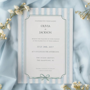 Faire-part de mariage bleu givré Élégant Coastal S
