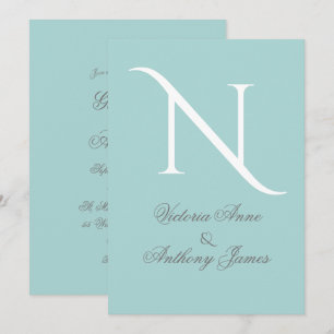Faire-part de mariage bleu initial