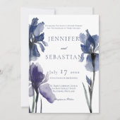 Faire-part de mariage bleu Iris Fleurs (Devant)
