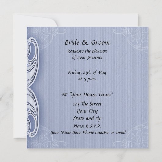 Faire-part de mariage Bleu le plus populaire et él (Dos)