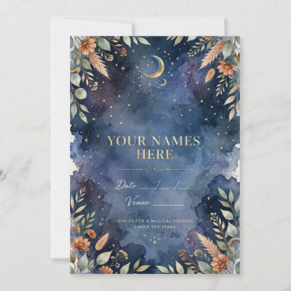 Faire-part de mariage Bleu Lune et Étoiles de la M