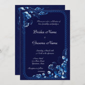 Faire-part de mariage bleu marine (Devant / Derrière)