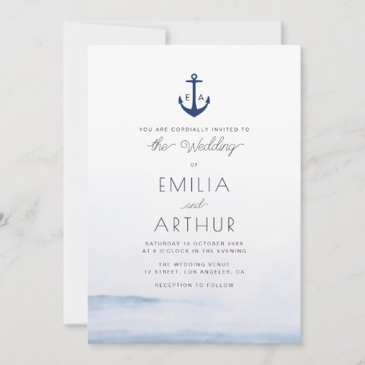 faire-part de mariage bleu marine (Devant)